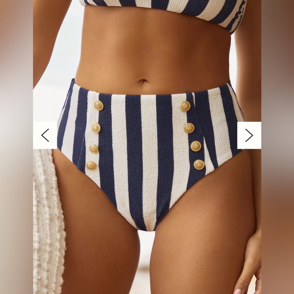 NWOT By ANTHROPOLOGIE Nautical High Waist Bikini Bottom- 2X